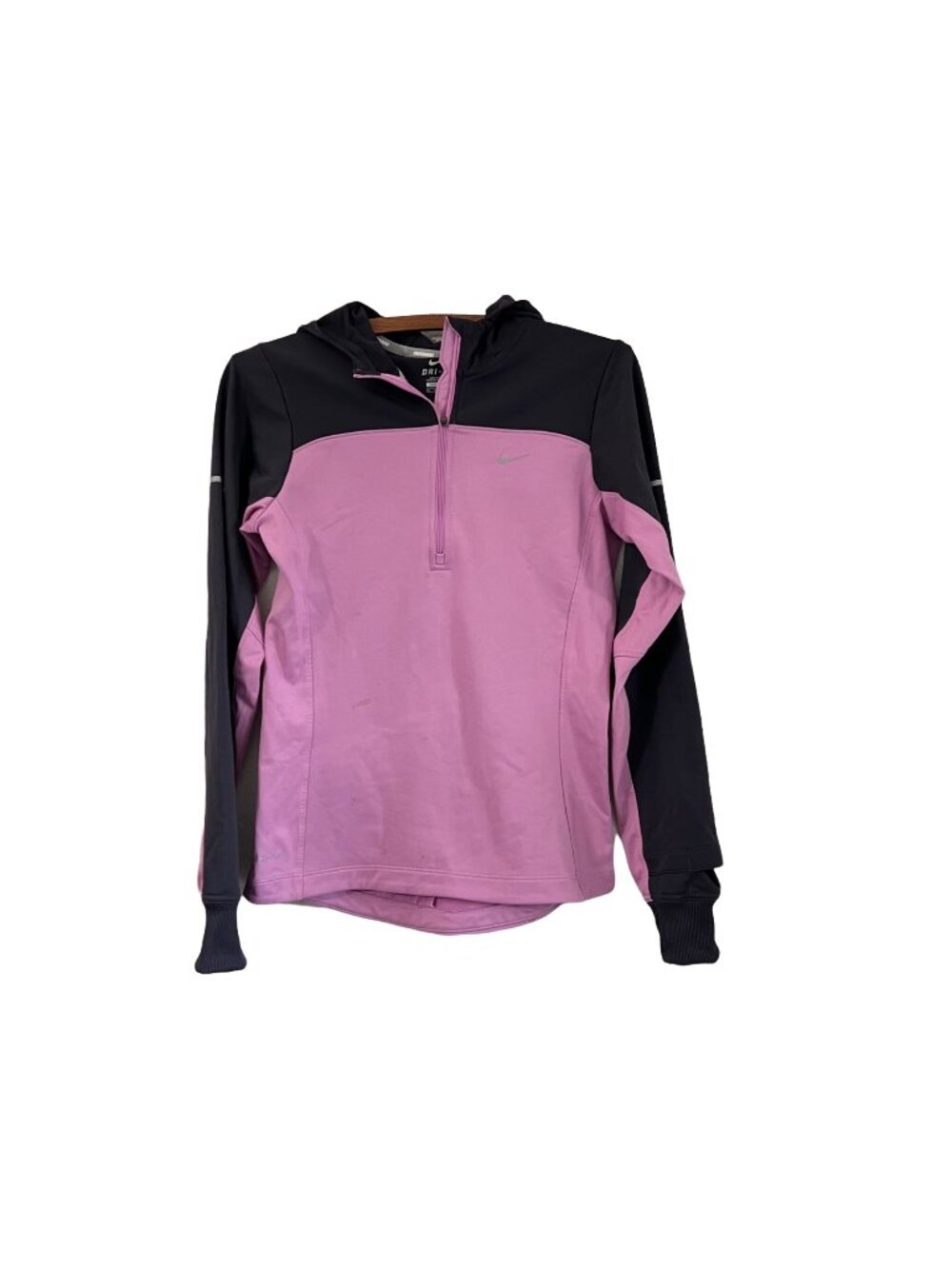 Nike Womens Purple Colorblock Hooded Full Zip Running Sweater Size XSmall